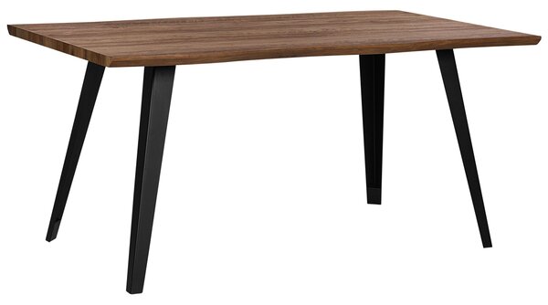 Jedálenský stôl čierne kovové nohy čierne drevo 160 x 90 cm obdĺžnikový priemyselný štýl