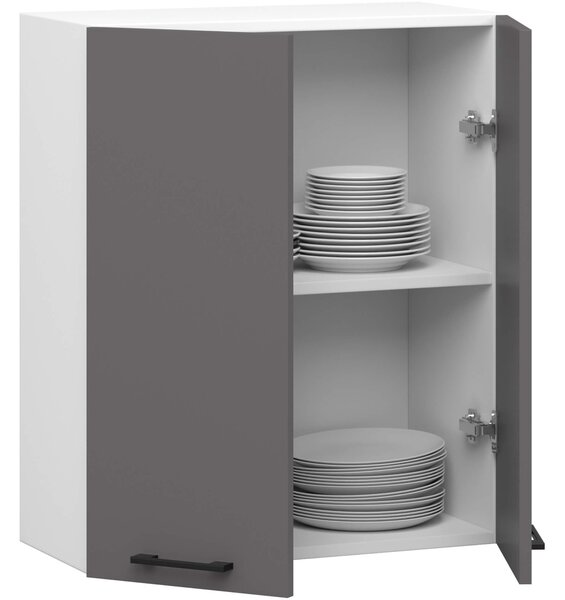 Ak furniture Závesná kuchynská skrinka OLIVIE 60x72 cm matná biela/matná grafitovo šedá