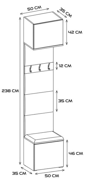 TP Living Předsíňová stěna HAGA 2W 100 cm bílá