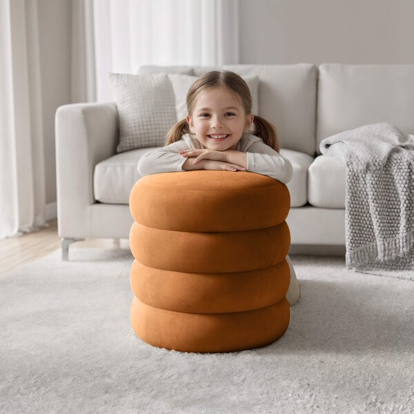 Ak furniture Taburet Snuggo II oranžový