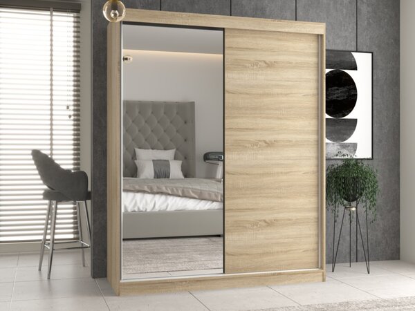 TP Living Šatní skříň se zrcadlem Iga 160 cm dub Sonoma