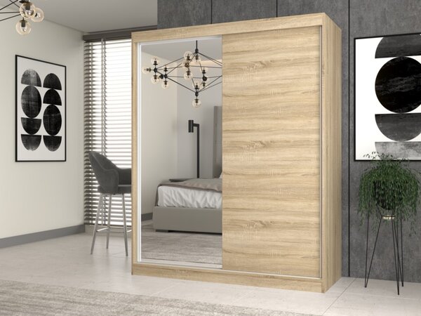 TP Living Šatní skříň se zrcadlem Iga 160 cm dub Sonoma