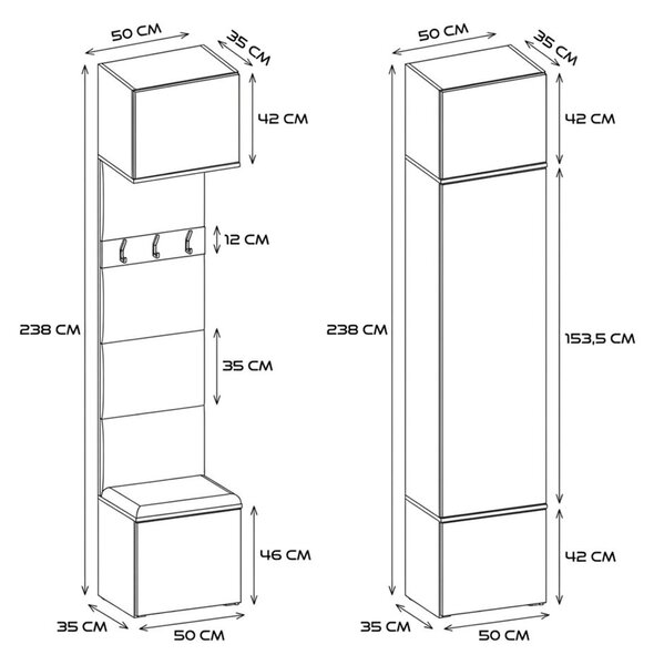 TP Living Předsíňová stěna Haga 2Sz2W 200 cm bílá