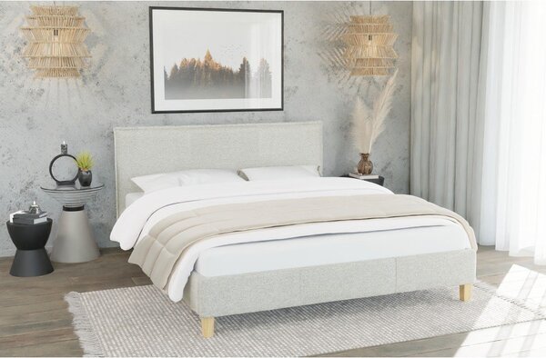 Béžová čalúnená dvojlôžková posteľ s roštom 200x200 cm Tina – Ropez