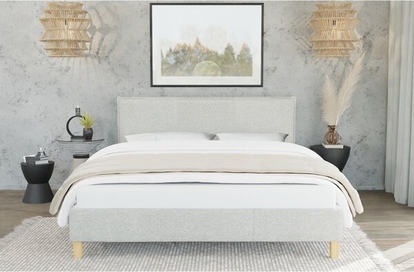 Béžová čalúnená dvojlôžková posteľ s roštom 200x200 cm Tina – Ropez