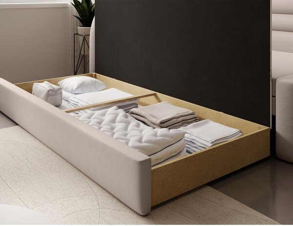 Béžová zamatová rozkladacia/s úložným priestorom pohovka ľavý roh 223 cm Fabillo – ELTAP