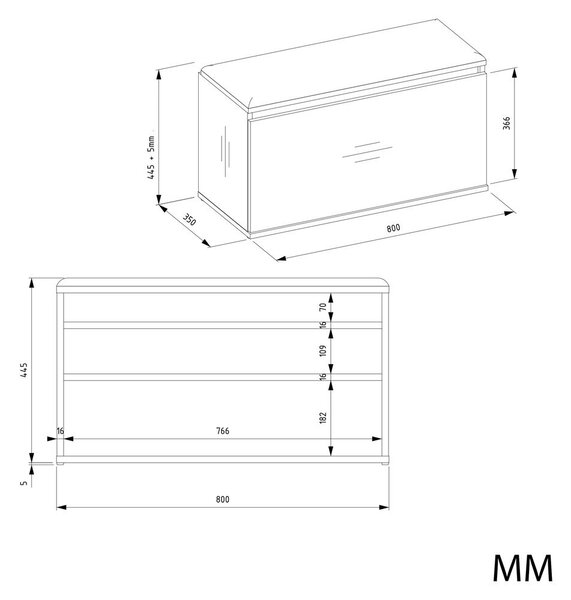 TP Living Předsíňová stěna Lior 80 cm černá/dub Artisan
