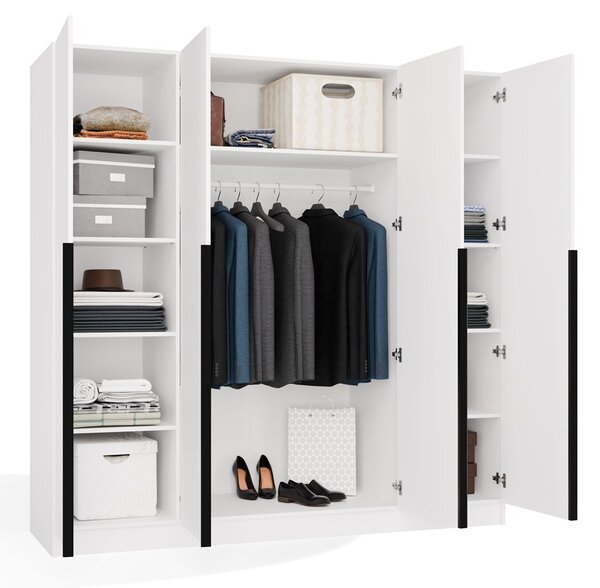 TP Living Šatní skříň Senso 4D 200 cm bílá/černá