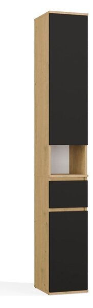TP Living Vysoká koupelnová skříňka Lior 30 cm černá/dub Artisan