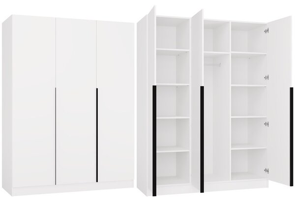 TP Living Šatní skříň Senso 3D 150 cm bílá/černá