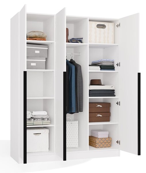 TP Living Šatní skříň Senso 3D 150 cm bílá/černá