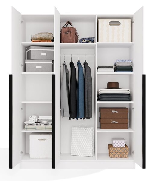 TP Living Šatní skříň Senso 3D 150 cm bílá/černá