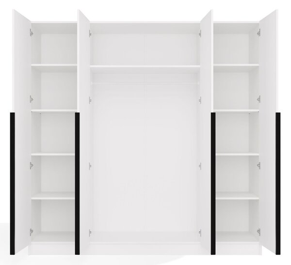 TP Living Šatní skříň Senso 4D 200 cm bílá/černá