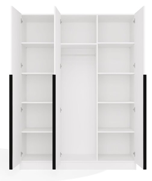 TP Living Šatní skříň Senso 3D 150 cm bílá/černá
