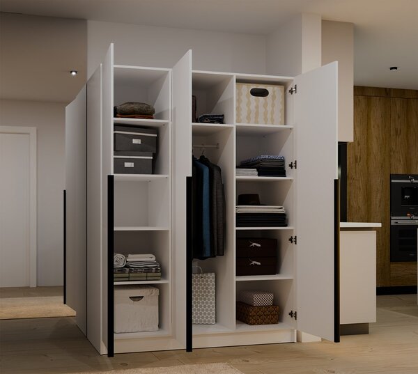 TP Living Šatní skříň Senso 3D 150 cm bílá/černá