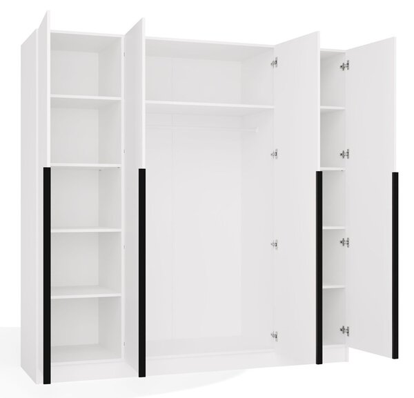 TP Living Šatní skříň Senso 4D 200 cm bílá/černá