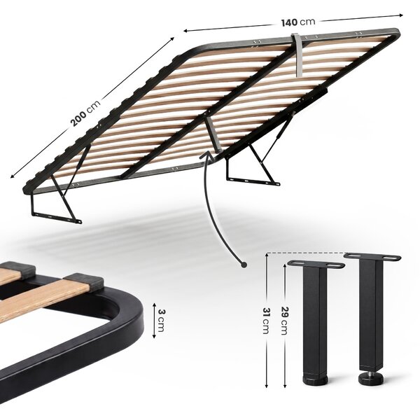 Ak furniture Zdvíhací kovový rošt do postele Polly 140x200 čierny