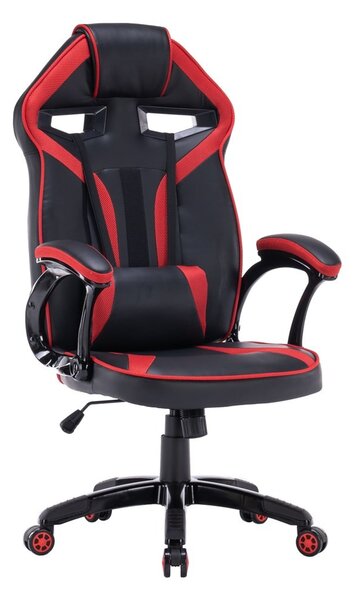 TP Living Psací stůl Kuba s regálem bílý a herním křeslem Drift černo-červeným