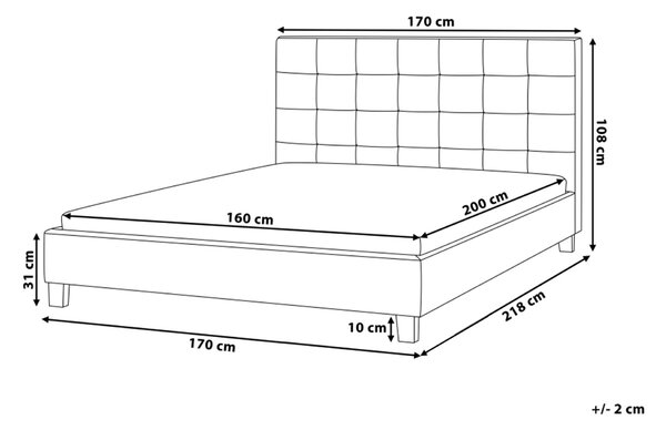 Posteľ svetlosivá látkové čalúnenie 160 x 200 cm vysoké prešívané čelo moderný štýl spálňa