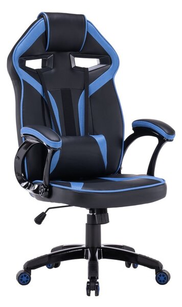 TP Living Rohový psací stůl Dany dub Artisan/antracit s herním křeslem Drift černo-modrým