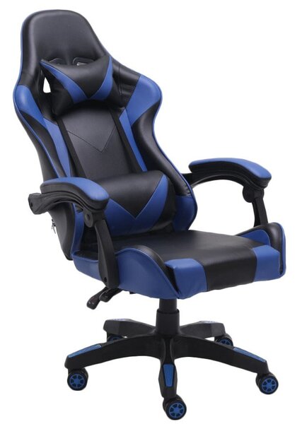 TP Living Rohový psací stůl Dany dub Artisan/antracit s herním křeslem Remus černo-modrým