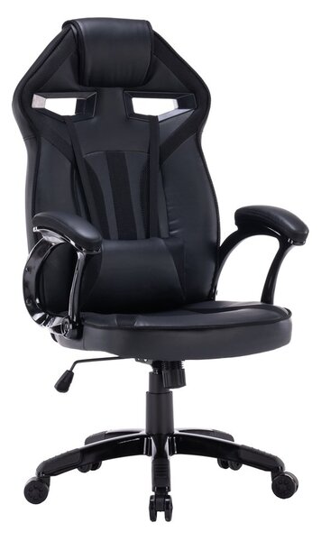 TP Living Psací stůl Kuba s regálem bílý a herním křeslem Drift černým