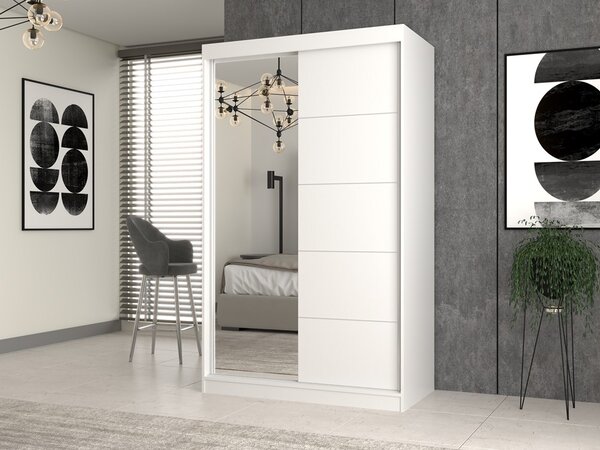 TP Living Šatní skříň se zrcadlem Iga A/C 120 cm bílá