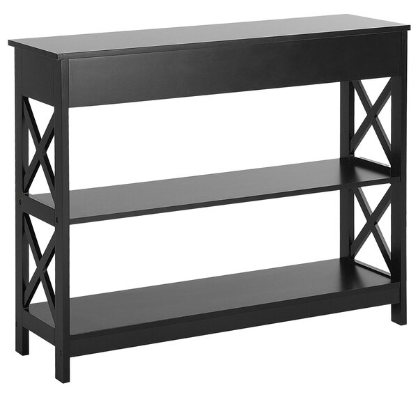 Konzolový stolík čierna MDF 80 x 100 x 30 cm 1 zásuvka 2 police úložný priestor moderný rustikálny štýl obývačka predsieň