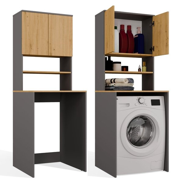 TP Living Koupelnová skříňka nad pračku Pola Multi antracit/dub Artisan