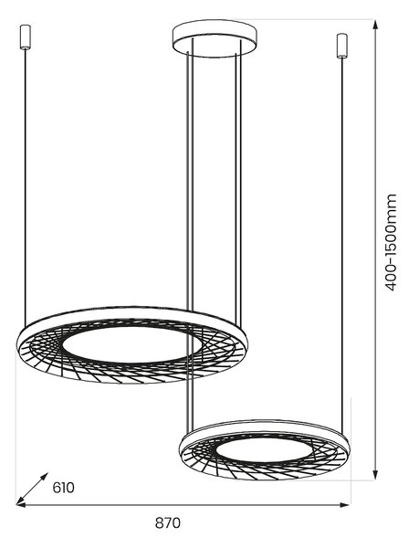 Závesné LED svietidlo Nest, 2x LED 77w, 4000k, b