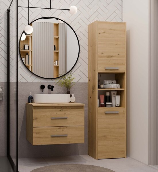 TP Living Závěsná skříňka pod umyvadlo s deskou Nel 2S 60 cm dub Artisan