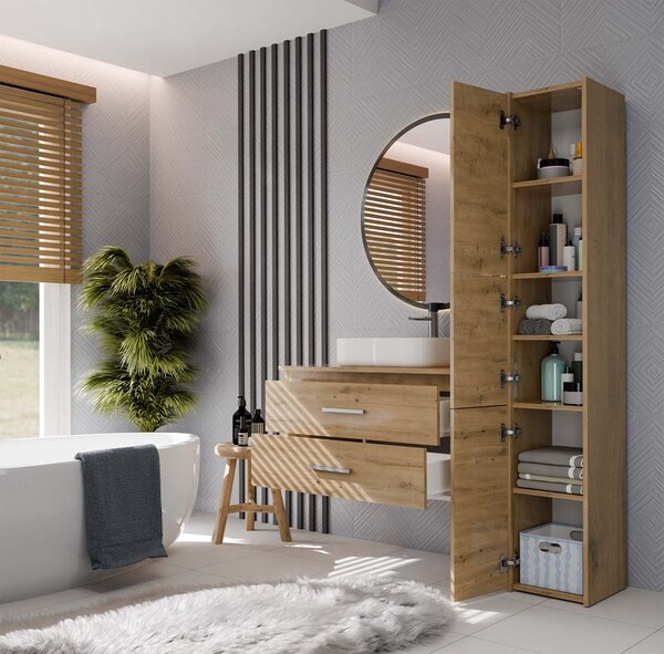 TP Living Závěsná skříňka pod umyvadlo s deskou Nel 2S 80 cm dub Artisan