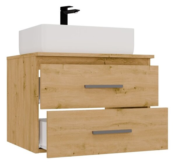 TP Living Závěsná skříňka pod umyvadlo s deskou Nel 2S 60 cm dub Artisan