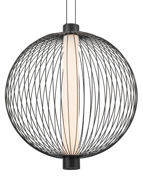 Závesné svietidlo Kyoto, 1x čierne drôtené tienidlo, (fi 54cm), b