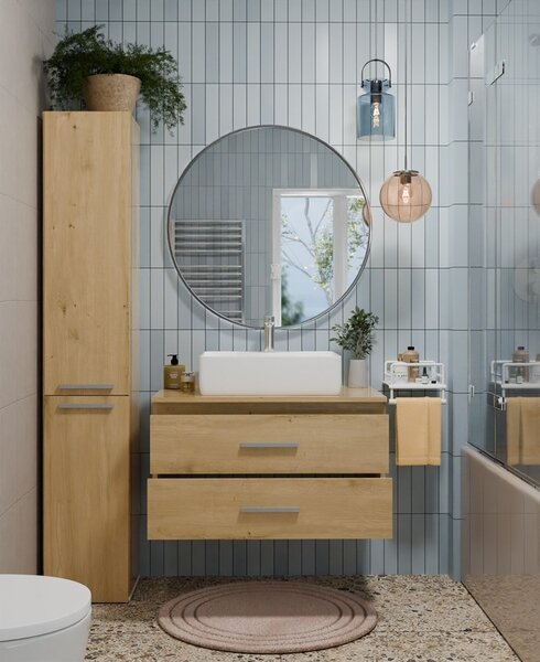 TP Living Závěsná skříňka pod umyvadlo s deskou Nel 2S 80 cm dub Artisan