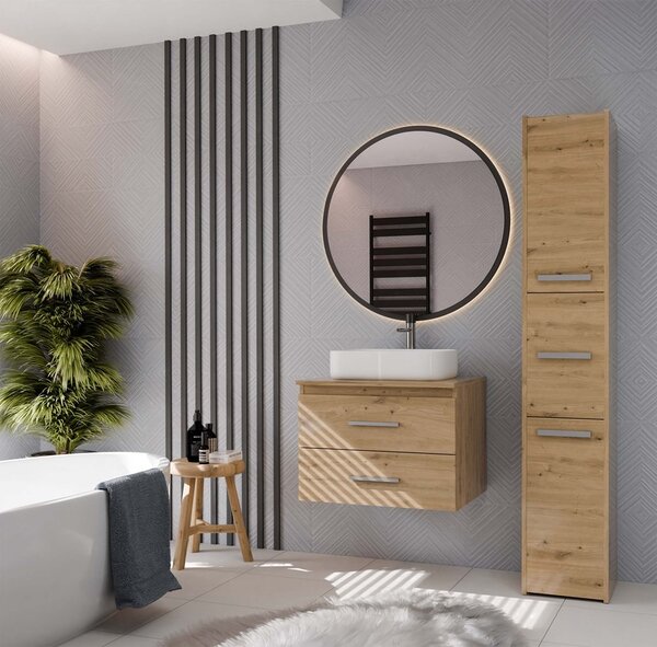 TP Living Závěsná skříňka pod umyvadlo s deskou Nel 2S 60 cm dub Artisan