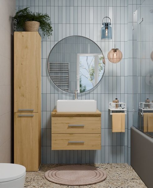 TP Living Závěsná skříňka pod umyvadlo s deskou Nel 2S 60 cm dub Artisan