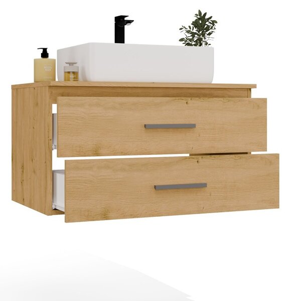 TP Living Závěsná skříňka s deskou a umyvadlem Nel 2S 80 cm dub Artisan