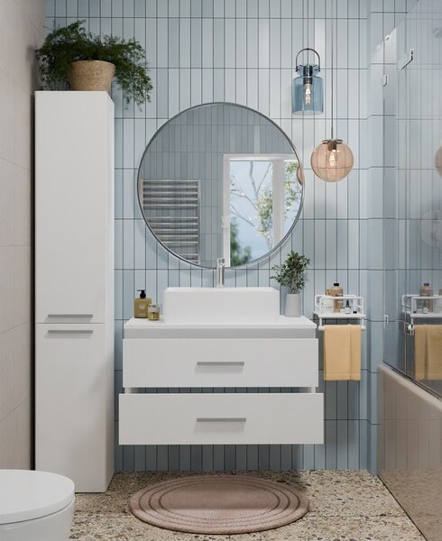 TP Living Závěsná skříňka s deskou a umyvadlem Nel 2S 80 cm bílá