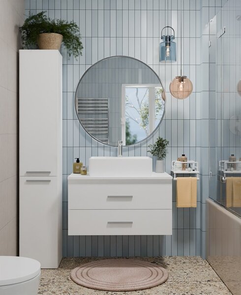 TP Living Závěsná skříňka s deskou a umyvadlem Nel 2S 80 cm bílá