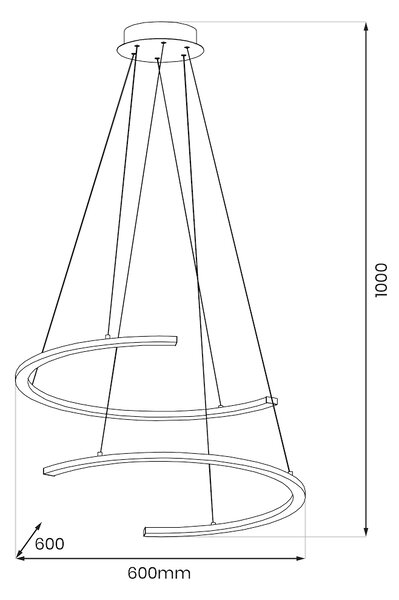 Závesné LED svietidlo Doublemoon, 2x LED 30w, 4000k, b