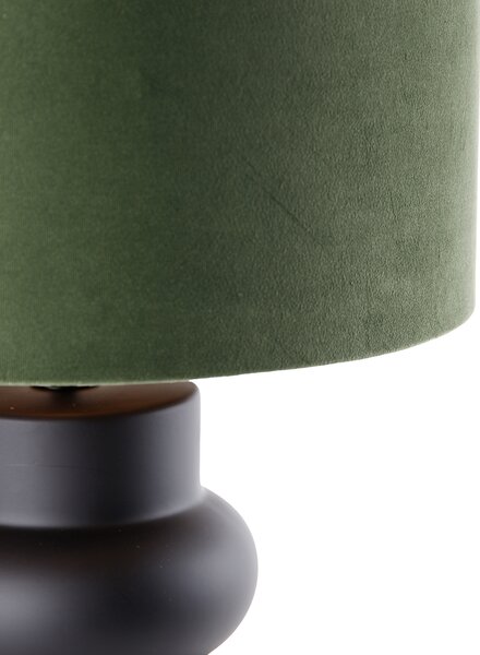 Dizajnová stolná lampa čierna zamatový tienidlo zelená so zlatom 35 cm - Alisia