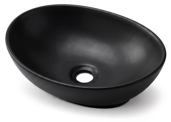 Ak furniture Keramické umyvadlo na desku OVALIS 41 cm matné černé