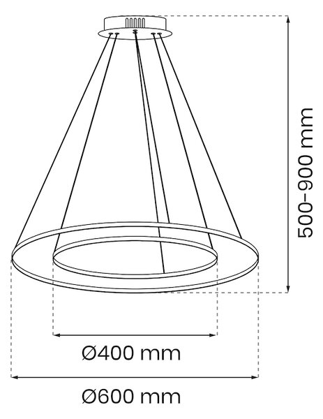 Závesné LED svietidlo Hoop, 2x LED 51w, 4000k, g