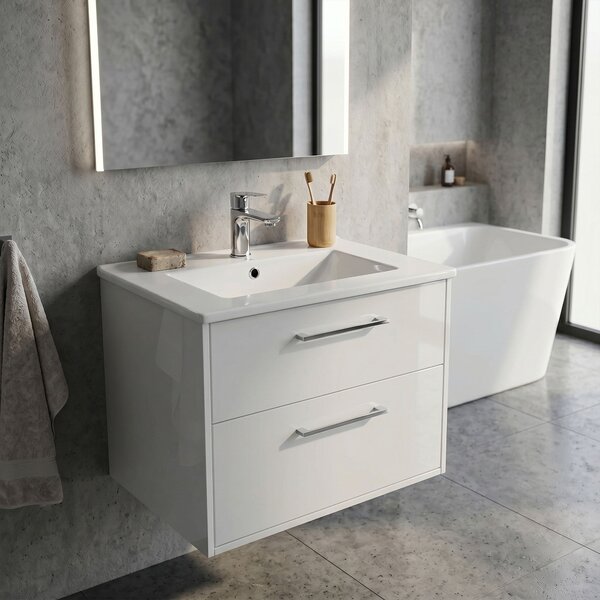 Ak furniture Zápustné keramické umyvadlo Nordis 61 cm lesklé bílé