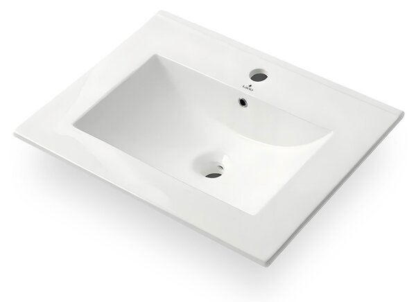 Ak furniture Zápustné keramické umyvadlo Nordis 61 cm lesklé bílé