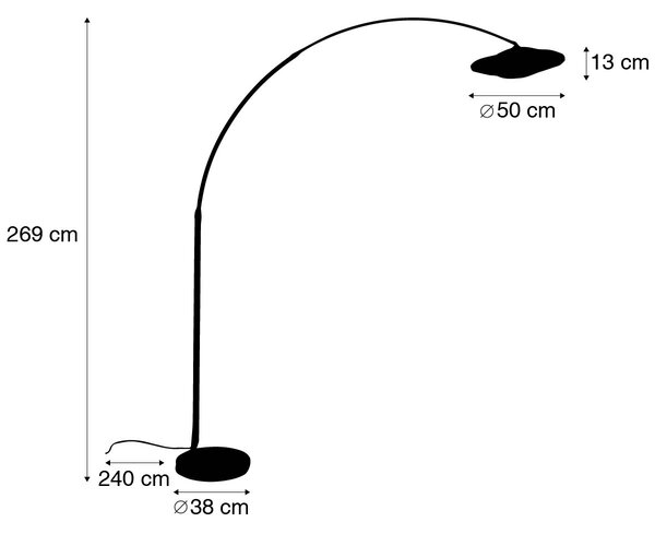 Moderná oblúková lampa biela orientálny tienidlo s bambusom 50 cm - XXL Rina