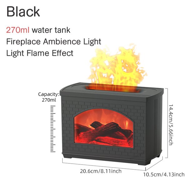 Aróma difuzer Fireplace Flame čierny