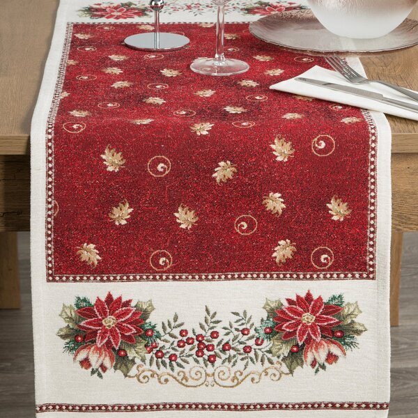 VIANOČNÝ GOBELÍNOVÝ BEHÚŇ NA STÔL MERRY 40X100 CM VZOROVANÁ