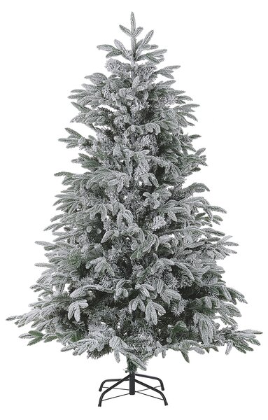 Umelý vianočný stromček biely PVC kovový podstavec 180 cm zasnežené vetvy škandinávsky štýl